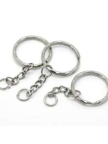 Bestseller 25MM Metal Flat Embossed Rings 50PCS Multi-Use Connector Circles DIY Key Ring Perler Bead Chain Jewelry Making Supplies - Silver - View 3