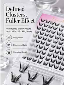 Black Gold Lolita Adhesive Fake Eyelash 12mm C Curling 12 Rows 20 Flowers Large Capacity Party Thick Mirrored Style Segmented Novice Lazy Recommended - 查看 3
