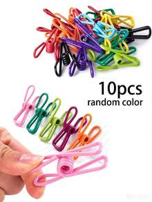 30 piezas de pinzas de metal recubiertas de PVC de colores, clips prácticos de uso múltiple para colgar ropa, sellar bolsas de aperitivos, fijar fotos, almacenamiento en el hogar y la oficina, clips pequeños a prueba de óxido - Clips de resorte de colores - Ver 10
