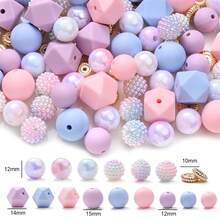 70 Stücke Traumhafte Macaron Rosa Lila Blau Silikon Perlen Set, geeignet für DIY Feiertags Dekoration Schmuckherstellung, Kleidung Accessoires, Heimdekoration, Heimhandwerk, kulturelle kreative handgefertigte Accessoires - Verschiedenfarbig - Übersicht 6