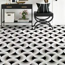 Peel And Stick Vinyl Floor Sticker 40*120CM, Black White Geometric Fan Print Removable Waterproof Anti-Slip Vintage Floor Tile, Floor Refurbishment For Rental Kitchen Bathroom - Marble Floor Stickers - View 12