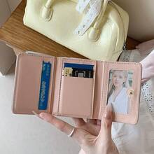 牛仔蝴蝶短款女用三折INS錢包 大容量零錢包 - 彩色 - 查看 3