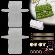 2pcs Large Pre-Cut Plastic Mesh Fabric Set (2 Mesh Templates + 2 Metal Chains + 4 Large Hole Plastic Needles + 14 Positioning Buckles + 4 D-Rings + 2pcs Of Snap Fasteners), Reusable Transparent Woven Mesh, Suitable For DIY Crochet/Knitting And Handbag Making, Ideal Gift For Craft Enthusiasts - Default - View 1
