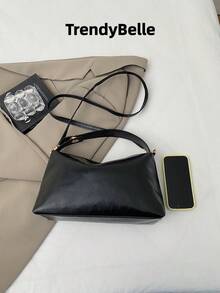 Bolso de mano de moda de unicolor para mujer, bolso de hombro, bolso bandolera - Negro - Ver 7
