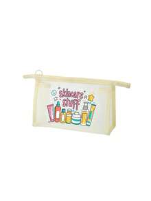 Mesh Makeup Bag With Cosmetic Mask Pattern, With "Skincare Products" Letter Pattern, Multi-Functional Makeup Bag, Portable Storage Bag, Makeup Bag, Skincare Bag, Travel Essentials, Dorm Supplies, Bathroom Storage, Jewelry Storage, Lip Gloss And Cosmetic Storage Bag, School Supplies Bag, Makeup Bag Holiday Essentials, Cosmetic Storage, Wedding Bride Gift, Mother's Day Gift, Birthday Gift, Gift For Friends And Teachers - Multicolor - View 14