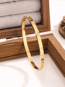 1/3 Stücke Edelstahl 18K vergoldetes Herz Strass Armband, Herz Kupfer mit Zirkonia eingelegt, geeignet für den täglichen Gebrauch von Frauen, Geschenk - Gold - Übersicht 2