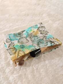 1pc Portable Cosmetic Storage Bag, Seashell & Starfish Ocean Pattern Double-Sided Print Travel Zipper Makeup Bag, Multi-Function Toiletries Organizer - Multicolor - View 4