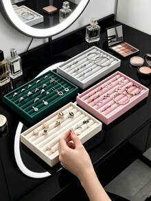 1/4/8pcs Velvet Multi-Color Ring Jewelry Storage Tray, Drawer-Style, Flocked, Jewelry Organizer Box, Anti-Oxidation, Ring, Earring, Bracelet, Organizer Tray - Multicolor - View 1