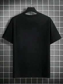 Men's Summer Crew Neck Casual T-Shirt And Casual Shorts Loungewear Set - Black - View 6