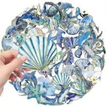 50pcs Ocean Creature Stickers With Gold Foil, Suitable For Laptop, Scrapbook, Journal, Water Bottle, Guitar, Helmet And Other DIY Decorations - 1 Set - View 6