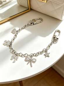 Cadena de lujo hecha a mano con strass completo, adornada con strass de mariposa brillante, se puede usar como cadena de bolso, colgante, decoración colgante, cadena decorativa - Multicolor - Ver 12