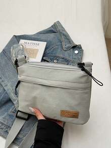 Bolso de tela de nailon de moda casual nicho minimalista estilo coreano bolso de hombro multicompartimento nuevo bolso cruzado para mujer - Gris - Ver 9
