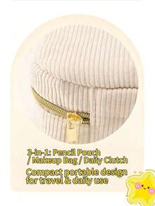 4/2/1pc Large Capacity Corduroy Pencil Case, Gold Zipper, Aesthetic Solid Color Multi-Function Stationery Storage Bag, Large Capacity Pencil Pouch, Compact Portable Design, Internal Compartments For Organized Storage, Wide Opening For Easy Access - Multiple Styles - View 6