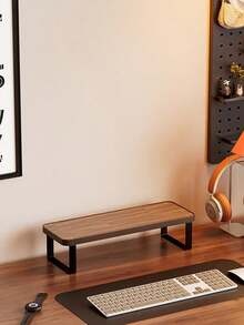 1pc Computer Monitor Stand, Laptop Cooling Stand, Space-Saving Desktop Organizer, Sturdy And Durable, Desktop Monitor Height Adjuster, Suitable For Gaming Room, Office, Bedroom, Home Decor - Brown - View 8