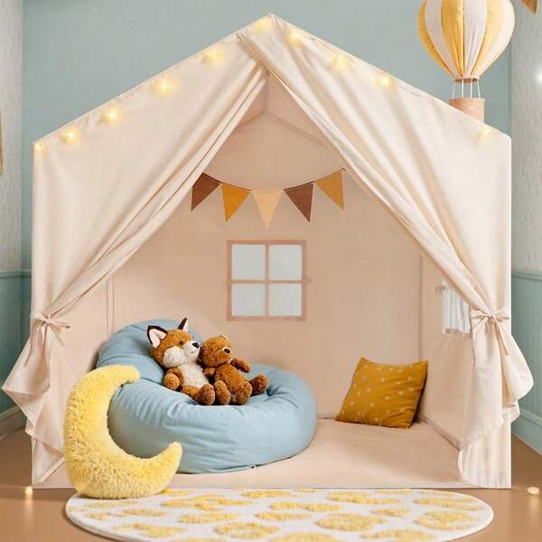 Indoor/Outdoor Tent/Mosquito Net, Complete With Colorful Flags, Breathable, Foldable Open Design, Perfect For Bedrooms, Gardens, Camping, And Play Tents/Playrooms For Imaginative Play. 130*132*90cm