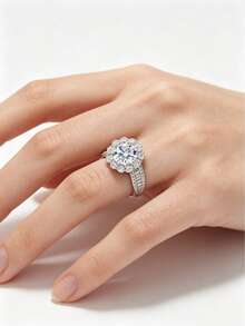 2 Carat Round Colorful Moissanite Ring, 925 Sterling Silver Women's Ring, Luxury Engagement/Wedding Ring, Suitable For Dates And Parties, Comes With Gift Box - One 2CT - View 4