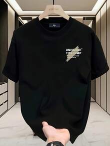 nga corta holgada de algodón puro de peso pesado, estilo americano de moda urbana, cuello redondo, diseño oversize con un toque de alta gama, casual y elegante, versátil, ideal para parejas. - Blanco - Ver 7