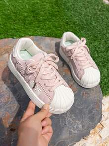 1 Pair Light Pink Colorblock Heart Design Girls' Skate Shoes, Breathable Low-Top Casual Sneakers For Students, Suitable For All Seasons - Pink - View 5