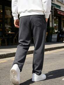 Men's Knitted Drawstring Waist Zipper Pocket Joggers, Soft Comfortable Sports Casual Sweatpants, Great Gift For Holidays Fall - Dark Grey - View 7