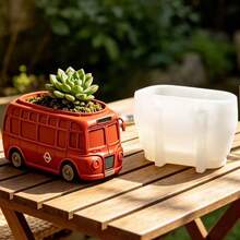 Molde de silicona con forma de autobús de Londres para maceta de suculentas/Molde de silicona para maceta de autobús de dos pisos, portaplumas, taza de lápices, taza de velas/Fácil de liberar y reutilizable, adecuado para manualidades de resina, yeso, arcilla, concreto, cemento y talla grande, fácil de liberar, adecuado para varios regalos festivos y decoración del hogar - A - Ver 11