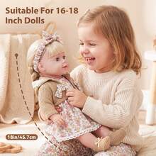 4PCS 16-18IN Children Doll Floral Dress Set Knit Cardigan + Headband + Socks (Multi-Color Optional) Children Fun Toy Doll Clothes Children Birthday Gift Gift For Kids Holiday Party Use Reborn Doll Realistic Doll Outfit (Doll Not Included) - Multicolor - View 3