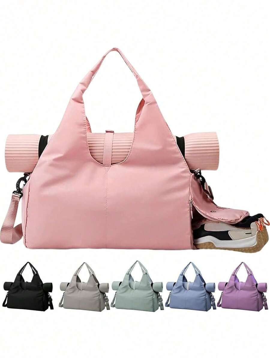 Women's Gym Bag, Large Capacity Handbag, Yoga Bag, Yoga Mat Shoulder Bag, Lightweight Fabric Hobo Tote Bag, Foldable Travel Bag, Suitcase - 黃芥菜 - 查看 1