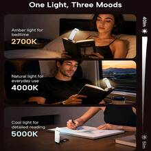 1pc White Eye-Protection Rechargeable Book Light, Portable Foldable Clip-On Reading Lamp, Adjustable Brightness, Durable, Compact Size, Ultra-Bright Stepless Dimming 3 Color Temperature Portable Clip-On Desk Lamp, Suitable For Bed Reading, Dorm Reading Light, Lightweight Clip-On Lamp, Perfect Gift For Children, Book Lovers, Classmates, Friends, Birthday, Graduation Season - Mini Folding Clip Book Lamp - View 9