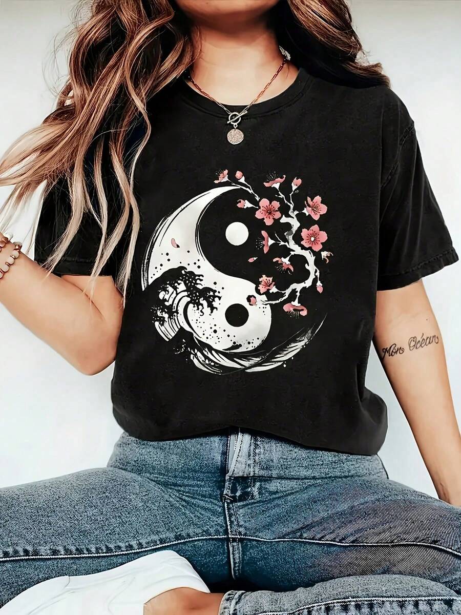 Camiseta de manga corta para mujer - Negro - Ver 1