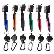 1/2pcs Double-Sided Golf Club Cleaning Brush With Retractable Hook, Portable Golf Course Accessory, Multi-Function Ball Brush, Golf Sports Accessory, Outdoor Sports Equipment, Golf Gift - One Size Fits All - View 4