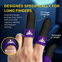 Essential Gaming Gear! Extended Black Purple Silver Fiber Thumb Sleeves, Sweat-Proof Breathable Thumb Covers, Suitable For Long Gaming Sessions, With Storage Box - Multicolor - View 3