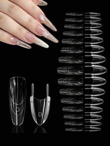 120PCS/Box Rocket Sandwich Nail Form Mold, 60Pcs Top Mold+60Pcs Bottom Mold 15 Sizes Clear Reusable Acrylic Nail Dual Forms, No Clips No Paper Forms, Quick Poly Nail Extension Molds For Beginners & Salon Use - Clear - View 4