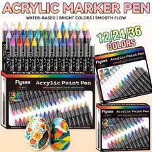 Flysea New Direct Liquid Acrylic Marker Pens, 12-36 Colors Art Fluorescent Marker Set, Opaque Watercolor Pens For Art Students DIY, Back To School - Multicolor - View 1
