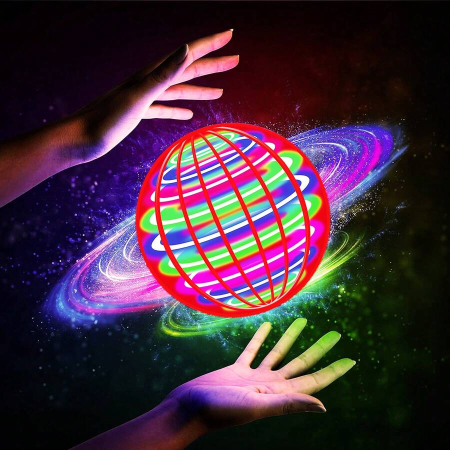 智能旋轉飛行球魔術風扇 UFO 手控旋轉球 自動回歸穩定飛行 懸浮球 LED 燈可充電 指尖飛行球 防碰撞設計 操作簡單 互動飛行玩具