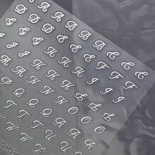 6件組銀色金屬感3D字母美甲貼紙，復古哥德式草寫字母自黏美甲貼花，Y2K個性化姓名DIY美甲裝飾，龐克日常派對美甲配件，送給女性與女孩的禮物 - 銀色 - 查看 7