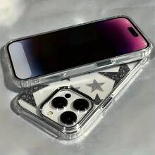 Funda para Teléfono - 1 pieza, diseño moderno de estrella brillante, marco de metal, funda transparente compatible con iPhone 17 16 15 14 13 12 11 Pro Max Air X XS XR - Color mixto 1 - Ver 3