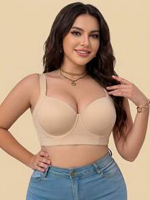 Áo ngực nữ cỡ lớn không đường may màu be MIMILEMON, kiểu dáng tối giản, dây đeo rộng, thoải mái nâng đỡ và định hình tốt. - Màu vàng - Xem 2