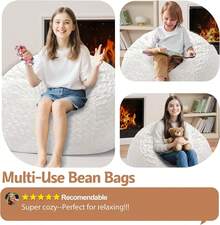 2-Leg Bean Bag Chair, Giant Bean Bag Chairs For Adults, Large Bean Bag Chairs With Memory Foam Filling, Large Bean Bag Chairs With Plush Cover - Gray - 米色 - 查看 6