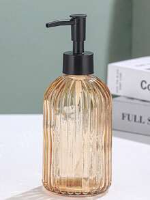1個 400ml/13.52oz 玻璃皂液器，配防鏽不鏽鋼泵頭，垂直條紋設計，適用於廚房和浴室的高級皂液器 - 彩色 - 查看 13