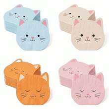 20/40/60 lembar Serbet Kertas Berbentuk Wajah Kucing Lucu, 4 Desain, Serbet Koktail Sekali Pakai 2 Lapis Motif Kepala Kucing Warna-warni, Cetakan Kucing Warna Macaron, Perlengkapan Makan Pesta Kucing Lucu Gaya Jepang, Dekorasi Pesta Ulang Tahun Bertema Kucing, Pesta Bayi dan Pesta Teh, 13*13 Inci - kucing - View 1
