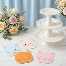 20/40/60 lembar Serbet Kertas Berbentuk Wajah Kucing Lucu, 4 Desain, Serbet Koktail Sekali Pakai 2 Lapis Motif Kepala Kucing Warna-warni, Cetakan Kucing Warna Macaron, Perlengkapan Makan Pesta Kucing Lucu Gaya Jepang, Dekorasi Pesta Ulang Tahun Bertema Kucing, Pesta Bayi dan Pesta Teh, 13*13 Inci - kucing - View 4