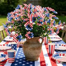 American Independence Day Flag-Themed Artificial Flowers - Daisy Red White Blue - Fake Flower Decoration - Artificial Flowers - National Holiday Decoration - Multicolor - View 2