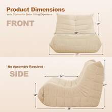 Silla de Puf con Sofá Grande, Silla de Frijoles para Adultos, Silla de Fuego con Relleno de Espuma Viscoelástica para Salón, Apartamento o Lugar de Juegos (Khaki Teddy) - Negro - Ver 9