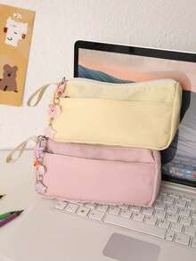 2pcs INS Style Pencil Case And Pendant - Large Capacity, Cute Plush Stationery Bag. High-End Elegant Appearance, Back To School, First Day Of School - Multicolor - View 2