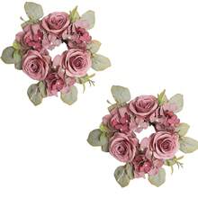 1pc/2pcs Wedding Candle Holder Garland Artificial Rose Candle Ring Wedding Table Decor Silk Candle Home Centerpiece Party Decoration Gift Birthday Graduation - View 13