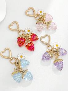 1pc Cute Strawberry Women's Keychain, Car Key Chain - Multicolor - View 5