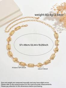 1件波希米亞風金色圓形菱形幾何不對稱紋理鏈條腰帶，龐克個性百搭女款時尚身體鏈，適合日常穿著、宴會、派對、聚會，節日禮物 - 金色 - 查看 6