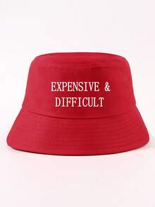 1件時尚 EXPENSIVE &DIFFICULT 口號字母嘻哈漁夫帽，中性戶外旅行修臉可調節百搭派對聚會漁夫帽 - EXPENSIVE &DIFFICULT漁夫帽 - 查看 28