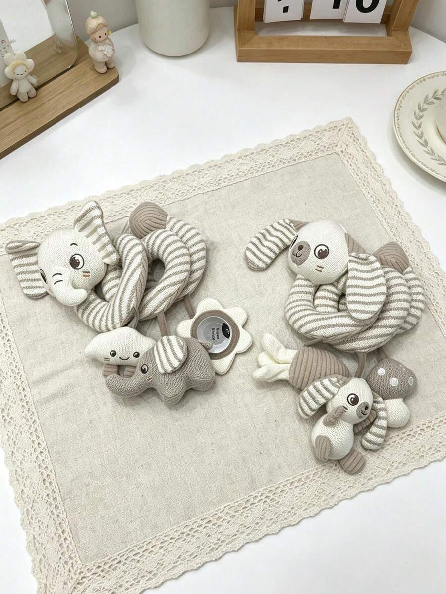 1pc Unisex Baby Multi-Function Toy With Squeaker, Mirror, Crinkle Paper And Bell, Suitable For Infant Grasping Training, Newborn Gift - 彩色 - 查看 1