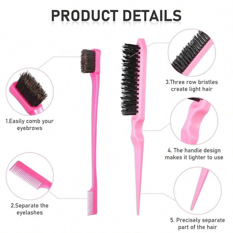 6pcs Unisex Portable Anti-Static Plastic Multi-Function Hair Comb & Spray Bottle Set, Hair Accessories - Multicolor - View 1