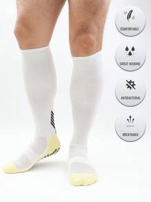 1 Pair Moisture-Wicking Non-Slip Long Compression Socks, Suitable For Football, Basketball, Ice Hockey And Other Sports. - Multicolor - View 3